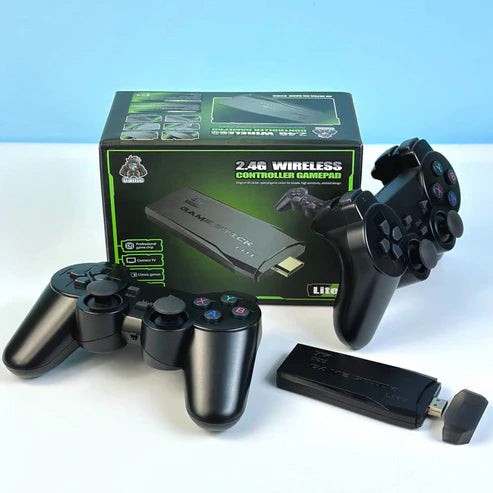 Original M8 4K Plug & Play Game Stick with Two Wireless Controllers & 20000+ Built-in Games