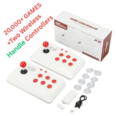 4K X6 Plug and Play Console with 2.4G Wireless Double Handles and 20,000+ Built in Games