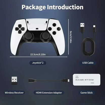 M15 Game Stick Pro 4K Console 64GB with Dual 2.4G Wireless Controllers – 20000 Games